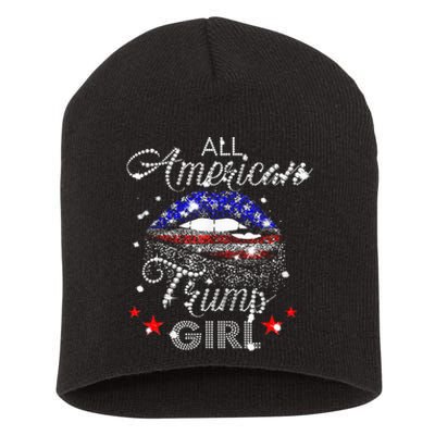 All American Trump Girl Mouth Diamond Short Acrylic Beanie