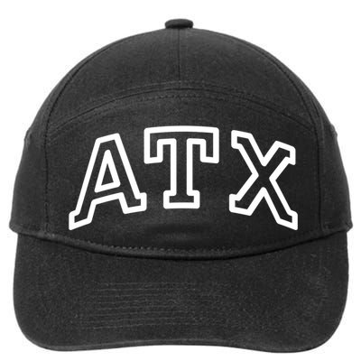 Atx Austin Tx Athletic Design In White Gift 7-Panel Snapback Hat
