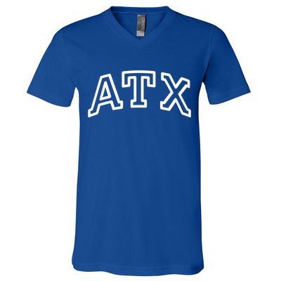 Atx Austin Tx Athletic Design In White Gift V-Neck T-Shirt