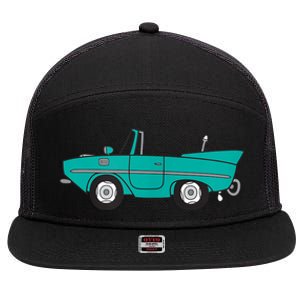 Amphicar Aqua Turquoise Car Boat Owner Collector 7 Panel Mesh Trucker Snapback Hat