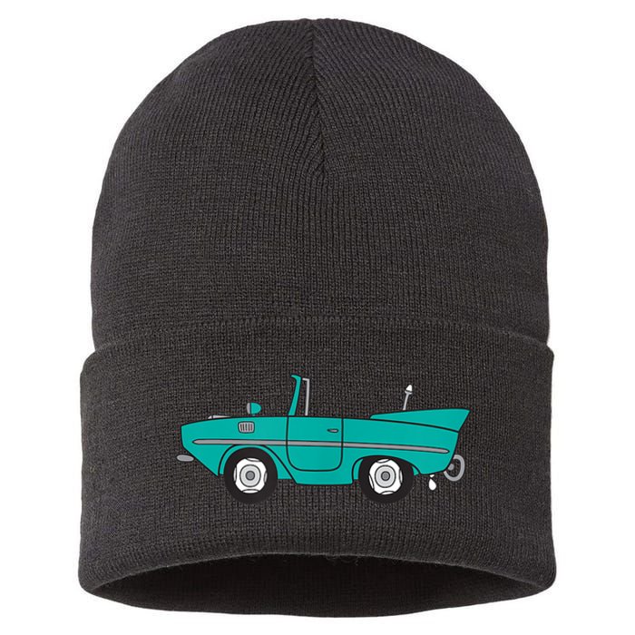 Amphicar Aqua Turquoise Car Boat Owner Collector Sustainable Knit Beanie