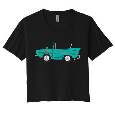 Amphicar Aqua Turquoise Car Boat Owner Collector Women's Crop Top Tee