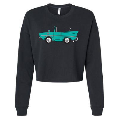 Amphicar Aqua Turquoise Car Boat Owner Collector Cropped Pullover Crew