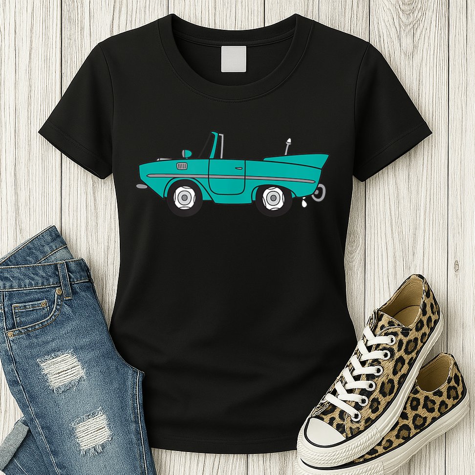 Amphicar Aqua Turquoise Car Boat Owner Collector Womens T-Shirt