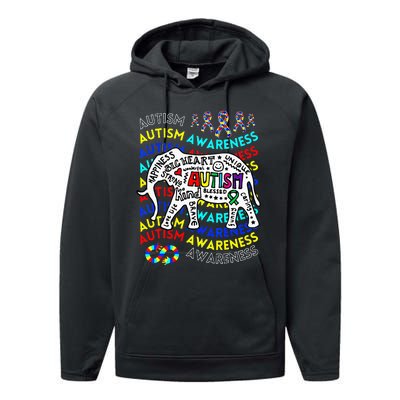 Autism Awareness Teacher Autism Moms And Dads Elephant Performance Fleece Hoodie