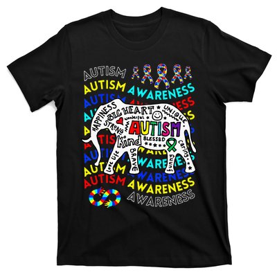 Autism Awareness Teacher Autism Moms And Dads Elephant T-Shirt