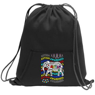 Autism Awareness Teacher Autism Moms And Dads Elephant Sweatshirt Cinch Pack Bag