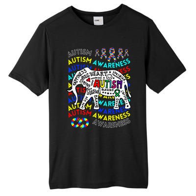 Autism Awareness Teacher Autism Moms And Dads Elephant Tall Fusion ChromaSoft Performance T-Shirt