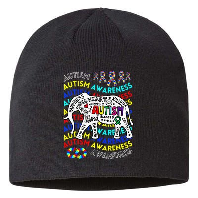 Autism Awareness Teacher Autism Moms And Dads Elephant Sustainable Beanie