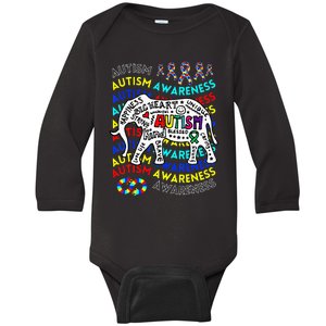 Autism Awareness Teacher Autism Moms And Dads Elephant Baby Long Sleeve Bodysuit