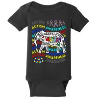 Autism Awareness Teacher Autism Moms And Dads Elephant Baby Bodysuit