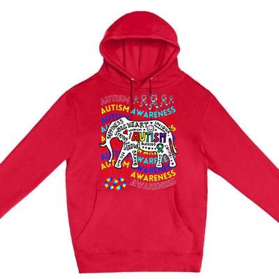 Autism Awareness Teacher Autism Moms And Dads Elephant Premium Pullover Hoodie