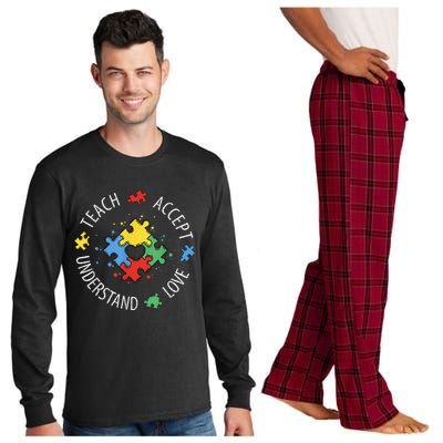 Autism Awareness Teacher Shirt Teach Accept Understand Love Long Sleeve Pajama Set