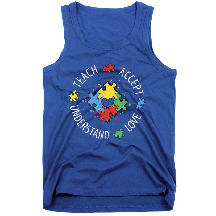 Autism Awareness Teacher Shirt Teach Accept Understand Love Tank Top