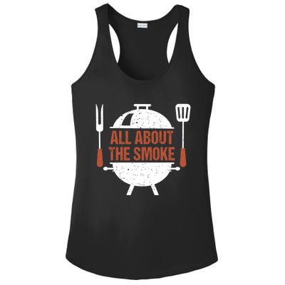 All About The Smoke Bbq Grill Barbecue Great Gift Ladies PosiCharge Competitor Racerback Tank