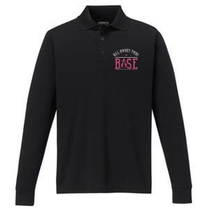 All About That Base Cheerleading Design Cheer Gift Cheerle Great Gift Performance Long Sleeve Polo