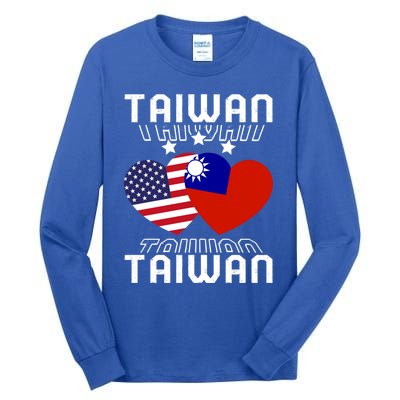 America And Taiwan Taiwanese American Flag Dual Nationality Cool Gift Tall Long Sleeve T-Shirt