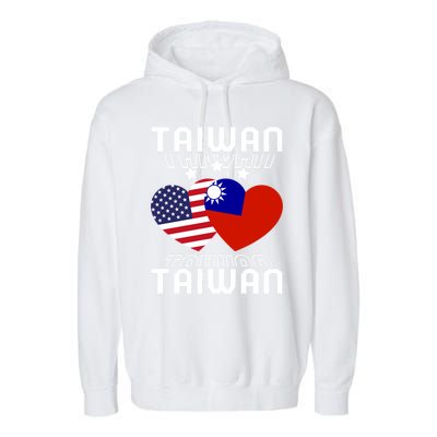 America And Taiwan Taiwanese American Flag Dual Nationality Cool Gift Garment-Dyed Fleece Hoodie