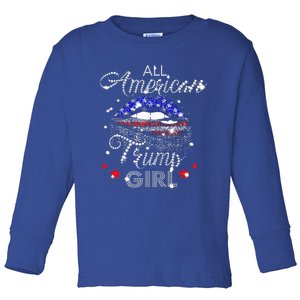 All American Trump Girl Mouth Diamond Toddler Long Sleeve Shirt