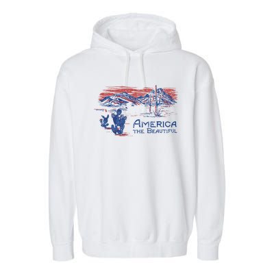 Americana America The Beautiful Landscape Great Gift Garment-Dyed Fleece Hoodie