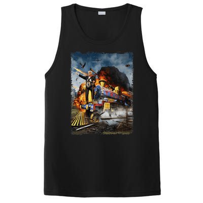 All Aboard The Trump Train Funny Donald Trump 2024 Election PosiCharge Competitor Tank