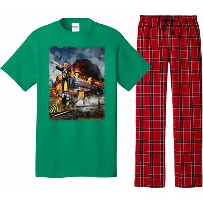 All Aboard The Trump Train Funny Donald Trump 2024 Election Pajama Set