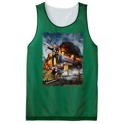 All Aboard The Trump Train Funny Donald Trump 2024 Election Mesh Reversible Basketball Jersey Tank