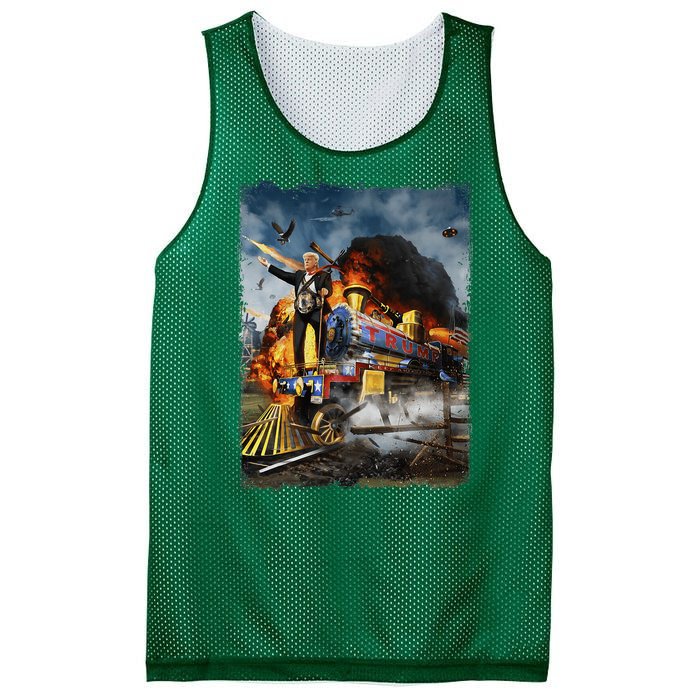 All Aboard The Trump Train Funny Donald Trump 2024 Election Mesh Reversible Basketball Jersey Tank