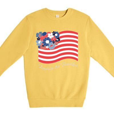 Americana America The Beautiful Flowers Gift Premium Crewneck Sweatshirt