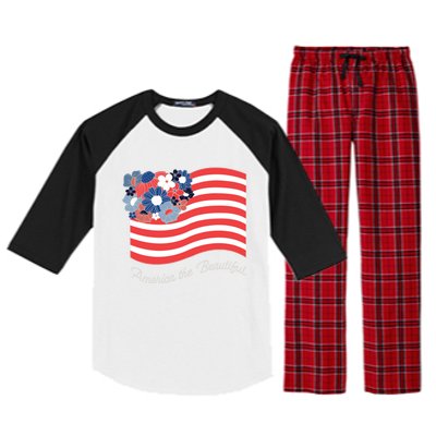 Americana America The Beautiful Flowers Gift Raglan Sleeve Pajama Set