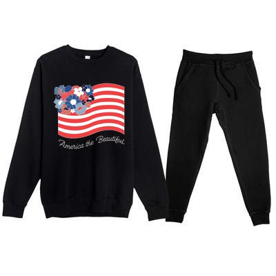 Americana America The Beautiful Flowers Gift Premium Crewneck Sweatsuit Set