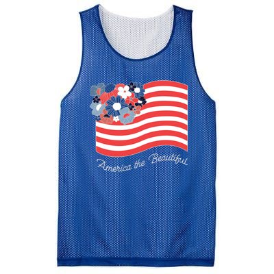 Americana America The Beautiful Flowers Gift Mesh Reversible Basketball Jersey Tank