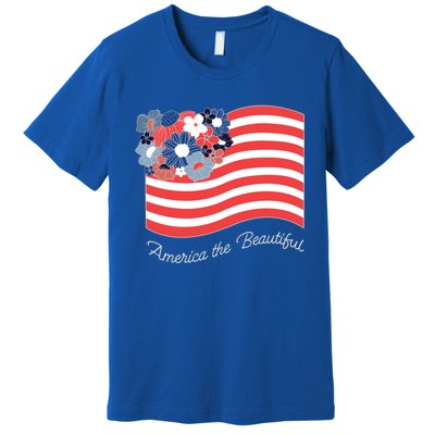 Americana America The Beautiful Flowers Gift Premium T-Shirt