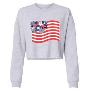 Americana America The Beautiful Flowers Gift Cropped Pullover Crew