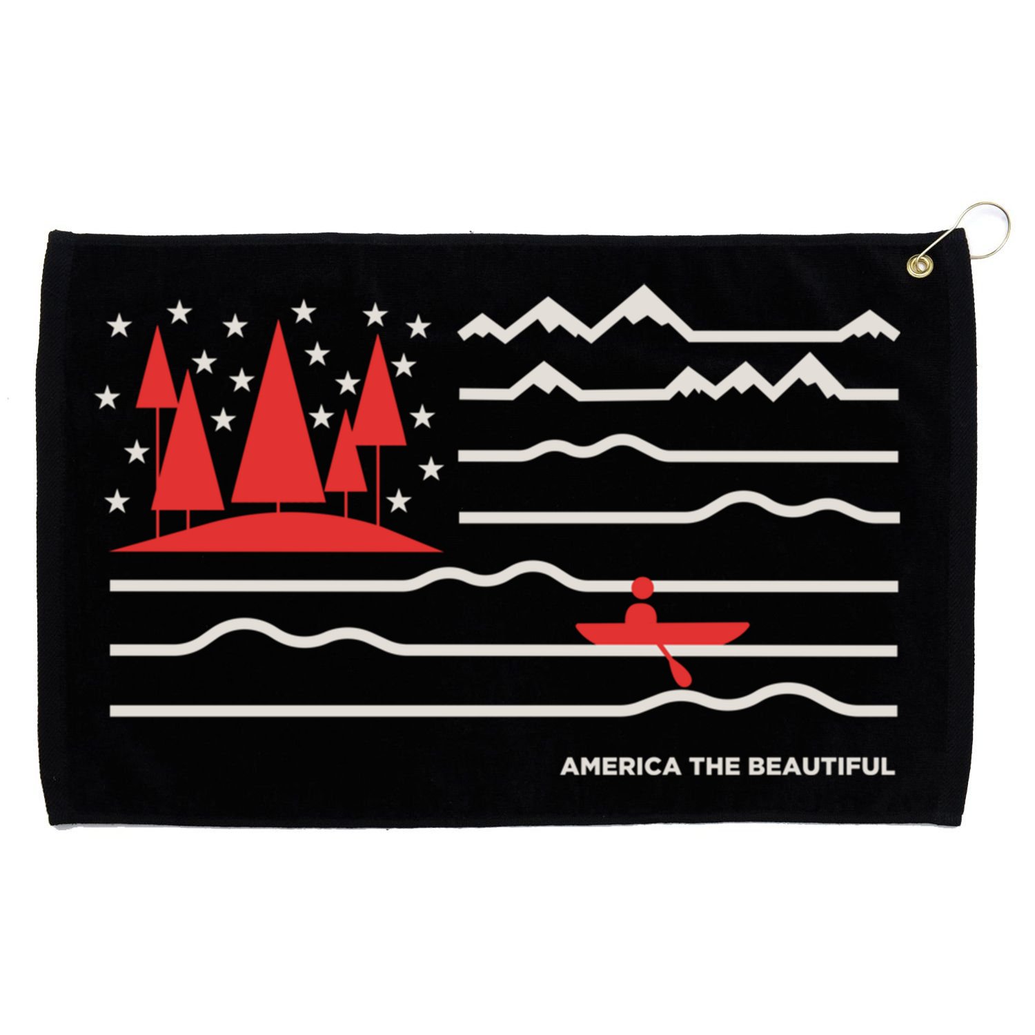 Americana America The Beautiful Sailing Ship Gift Grommeted Golf Towel
