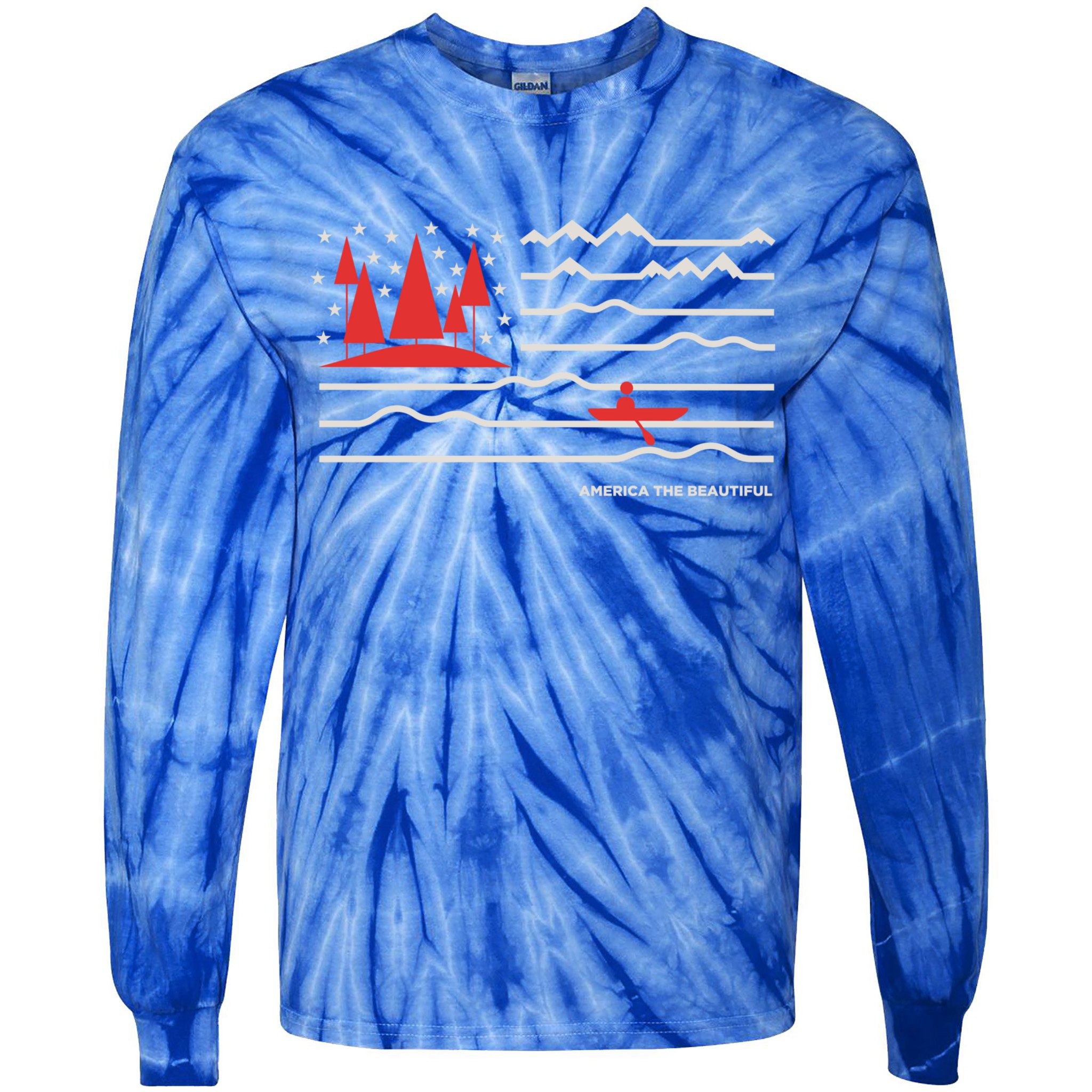 Americana America The Beautiful Sailing Ship Gift Tie-Dye Long Sleeve Shirt