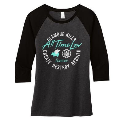 Alltimelowstore All Time Low X Glamour Kills Forever Women's Tri-Blend 3/4-Sleeve Raglan Shirt