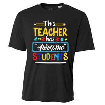 Autism Awareness THIS Teacher HAS AWESOME STUDENTS Puzzle Cooling Performance Crew T-Shirt