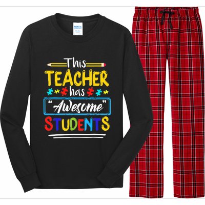 Autism Awareness THIS Teacher HAS AWESOME STUDENTS Puzzle Long Sleeve Pajama Set