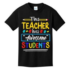 Autism Awareness THIS Teacher HAS AWESOME STUDENTS Puzzle Kids T-Shirt