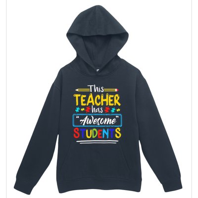 Autism Awareness THIS Teacher HAS AWESOME STUDENTS Puzzle Urban Pullover Hoodie