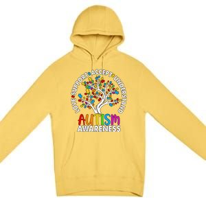 Autism Awareness Tree Love Support Accept Understand Premium Pullover Hoodie