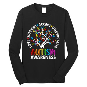 Autism Awareness Tree Love Support Accept Understand Long Sleeve Shirt