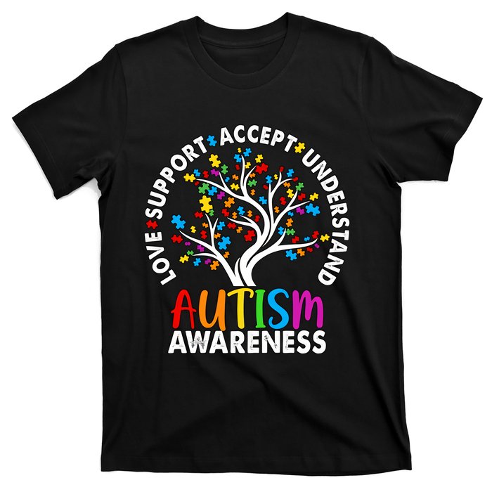 Autism Awareness Tree Love Support Accept Understand T-Shirt