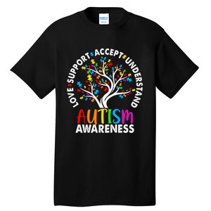 Autism Awareness Tree Love Support Accept Understand Tall T-Shirt