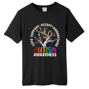 Autism Awareness Tree Love Support Accept Understand Tall Fusion ChromaSoft Performance T-Shirt