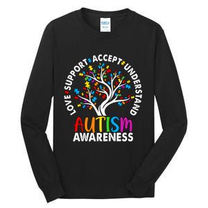 Autism Awareness Tree Love Support Accept Understand Tall Long Sleeve T-Shirt