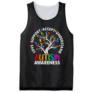 Autism Awareness Tree Love Support Accept Understand Mesh Reversible Basketball Jersey Tank