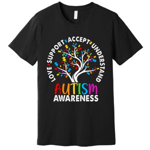 Autism Awareness Tree Love Support Accept Understand Premium T-Shirt