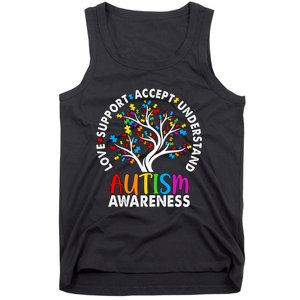 Autism Awareness Tree Love Support Accept Understand Tank Top